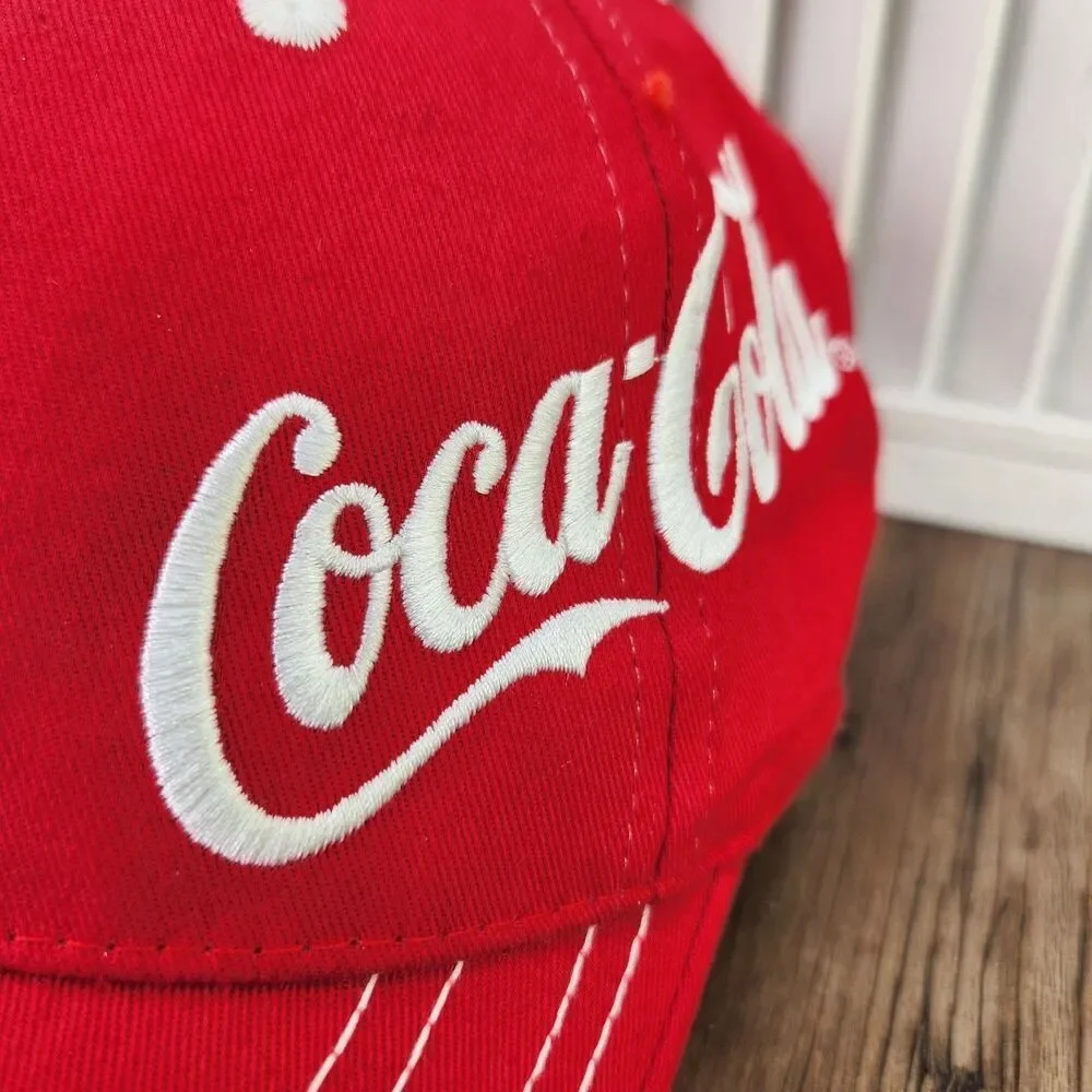 K-Products Coca-Cola Spell-Out Script Logo Dad Hat Red Soft Drink Baseball Cap